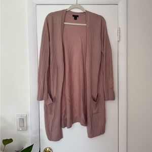 Women's Open Front Long Cardigan Sweater - Pink